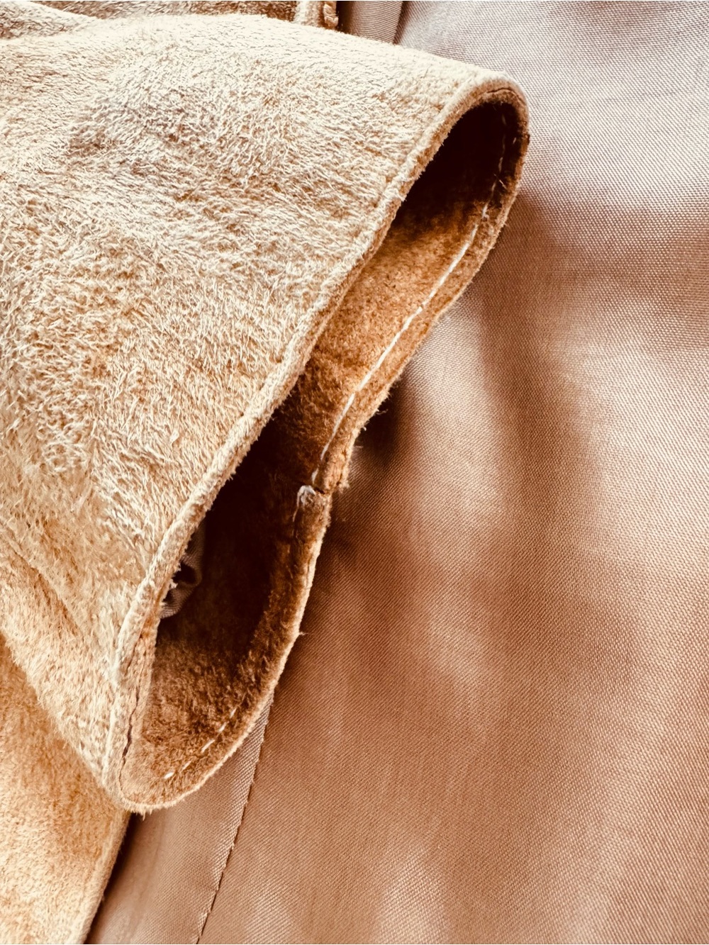 Andrew Marc Women’s Tan Subtle Tiger Stripe Suede Jacket - Picture 7 of 7